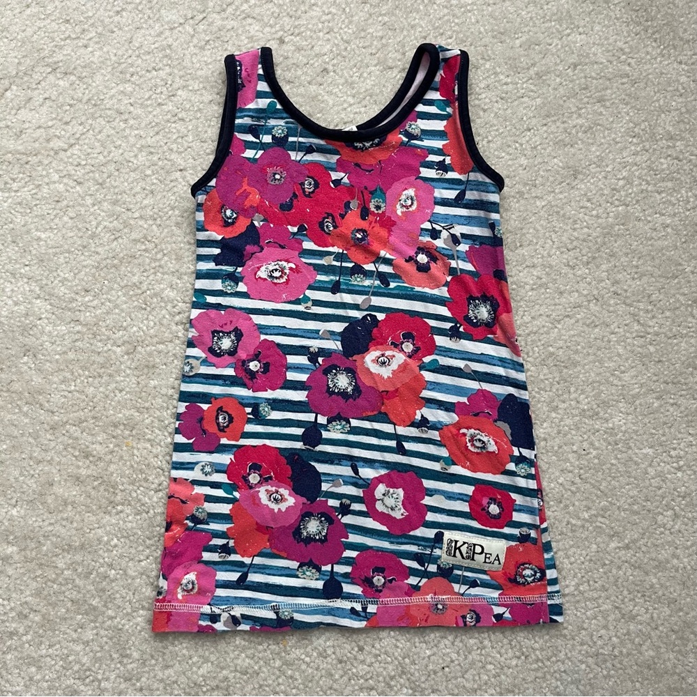 KPea Flowers and Stripes Tunic Tank